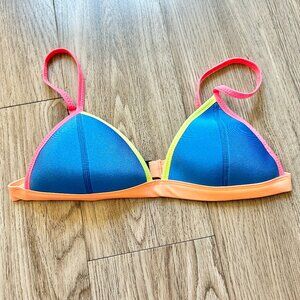 Triangl Neon Bright Blue Neoprene Bikini Top Size S